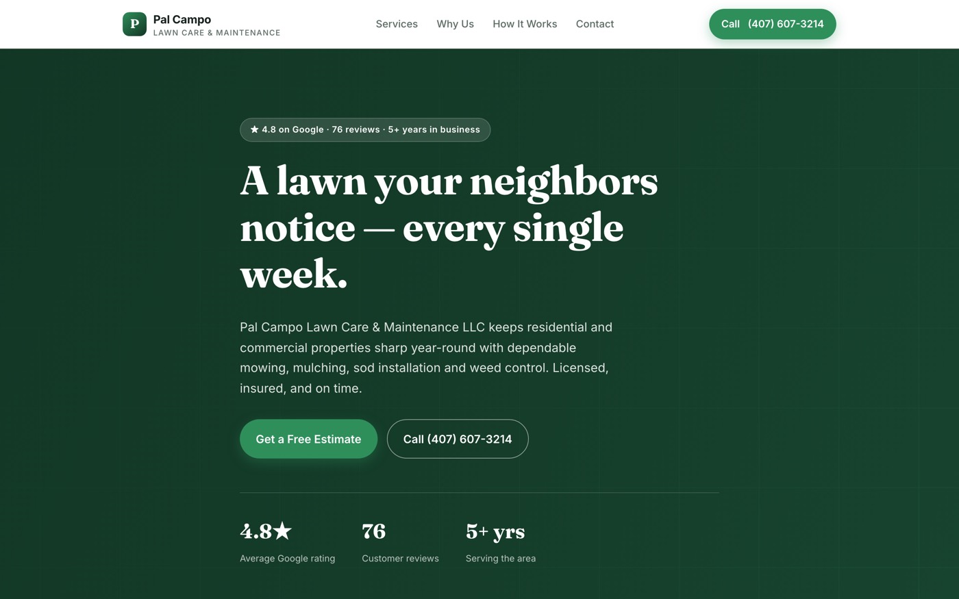 Screenshot of Pal Campo Lawn Care
